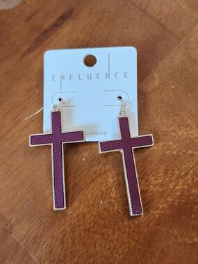 Stylish Cross Drop Earrings by Influence